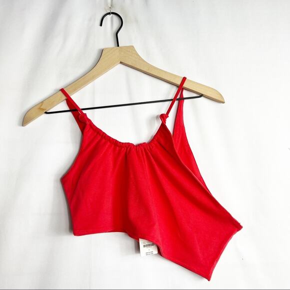 ANTHROPOLOGIE Cut Out Crop Top Red NWT in Large - Picture 2 of 8